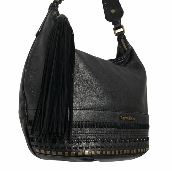 Calvin Klein Leather Studded Hobo Shoulder Bag - Picture 7 of 15